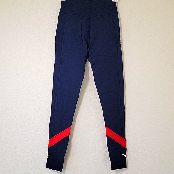Smartwool Merino Leggings Yoga Pants Tights Sport Fleece Colorblock Navy Red XS - Picture 4 of 16